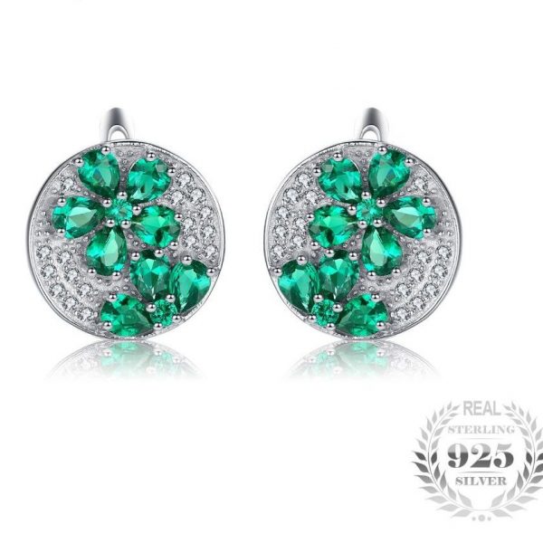 3.5ct Nano Emerald Flower Earrings in Sterling Silver