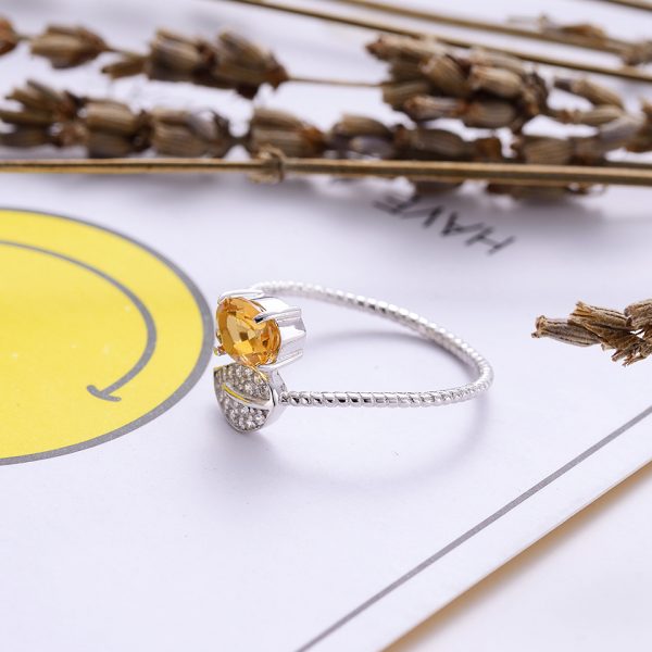 Sterling Silver Leaf Ring With Citrine Stone 3