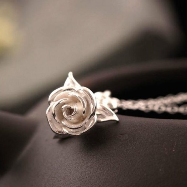 Sterling Silver Rose Necklace - 3 Colors 2