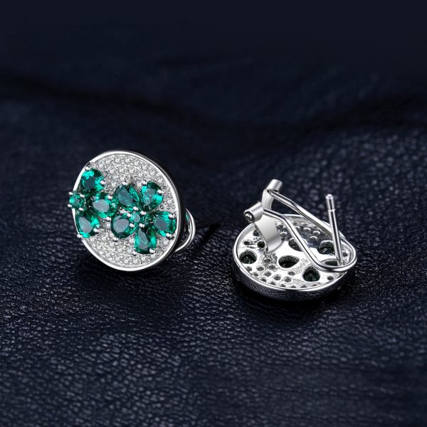 3.5ct Nano Emerald Flower Earrings in Sterling Silver 3