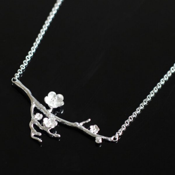 Cherry Blossom Branch Necklace in 925 Sterling Silver 1