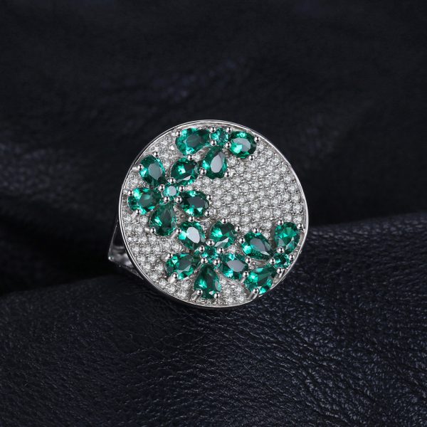 3.3ct Simulated Emerald Flowers Cocktail Ring 3