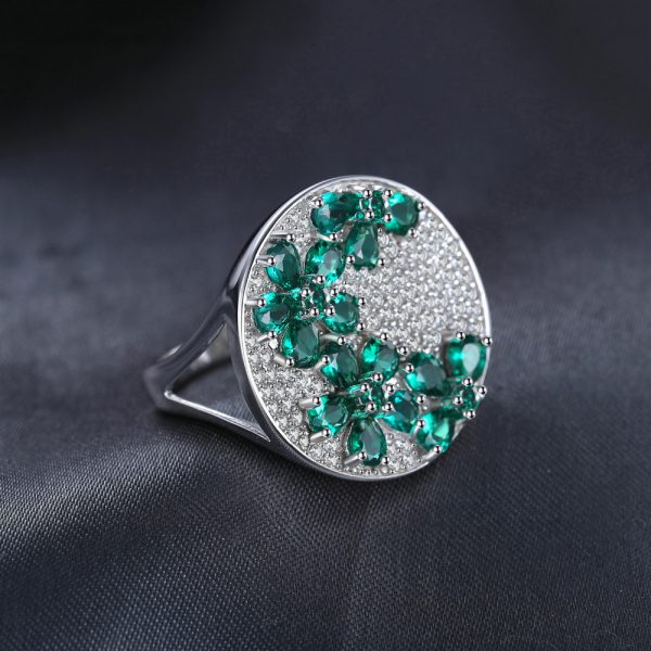 3.3ct Simulated Emerald Flowers Cocktail Ring 1