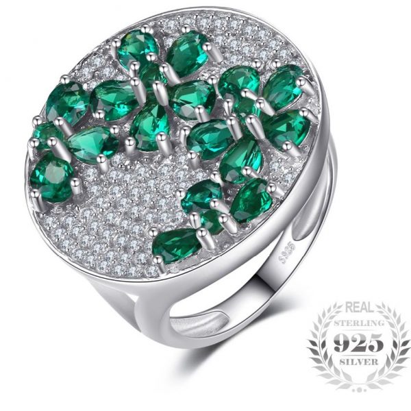 3.3ct Simulated Emerald Flowers Cocktail Ring