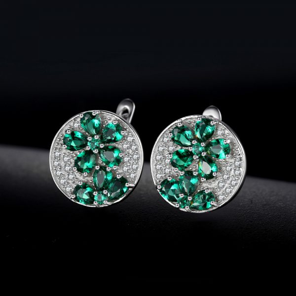 3.5ct Nano Emerald Flower Earrings in Sterling Silver 1