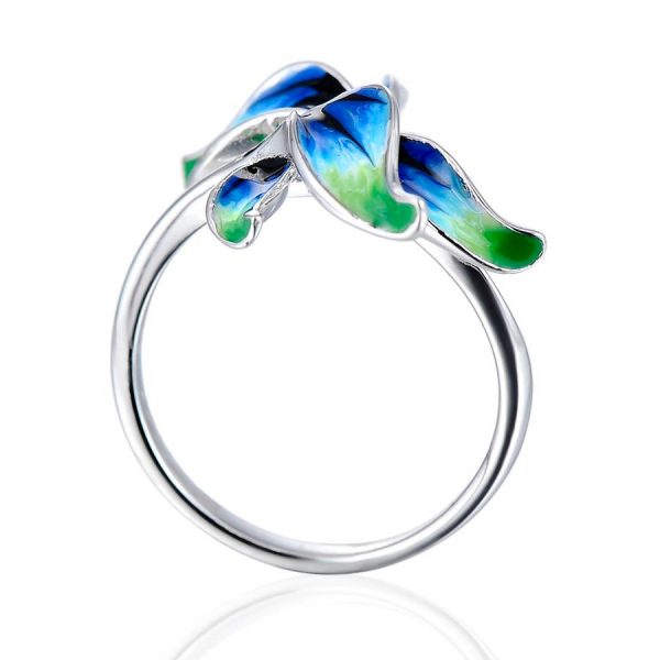 Blue Flower Ring Enamel